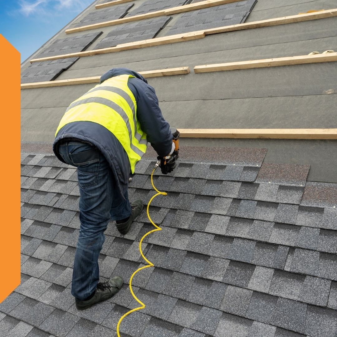 nail gun and asphalt shingles