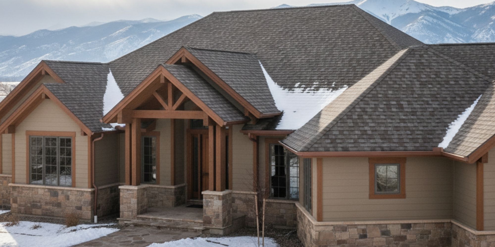 Modern shingle roof on a Colorado mountain home ready for winter weather.