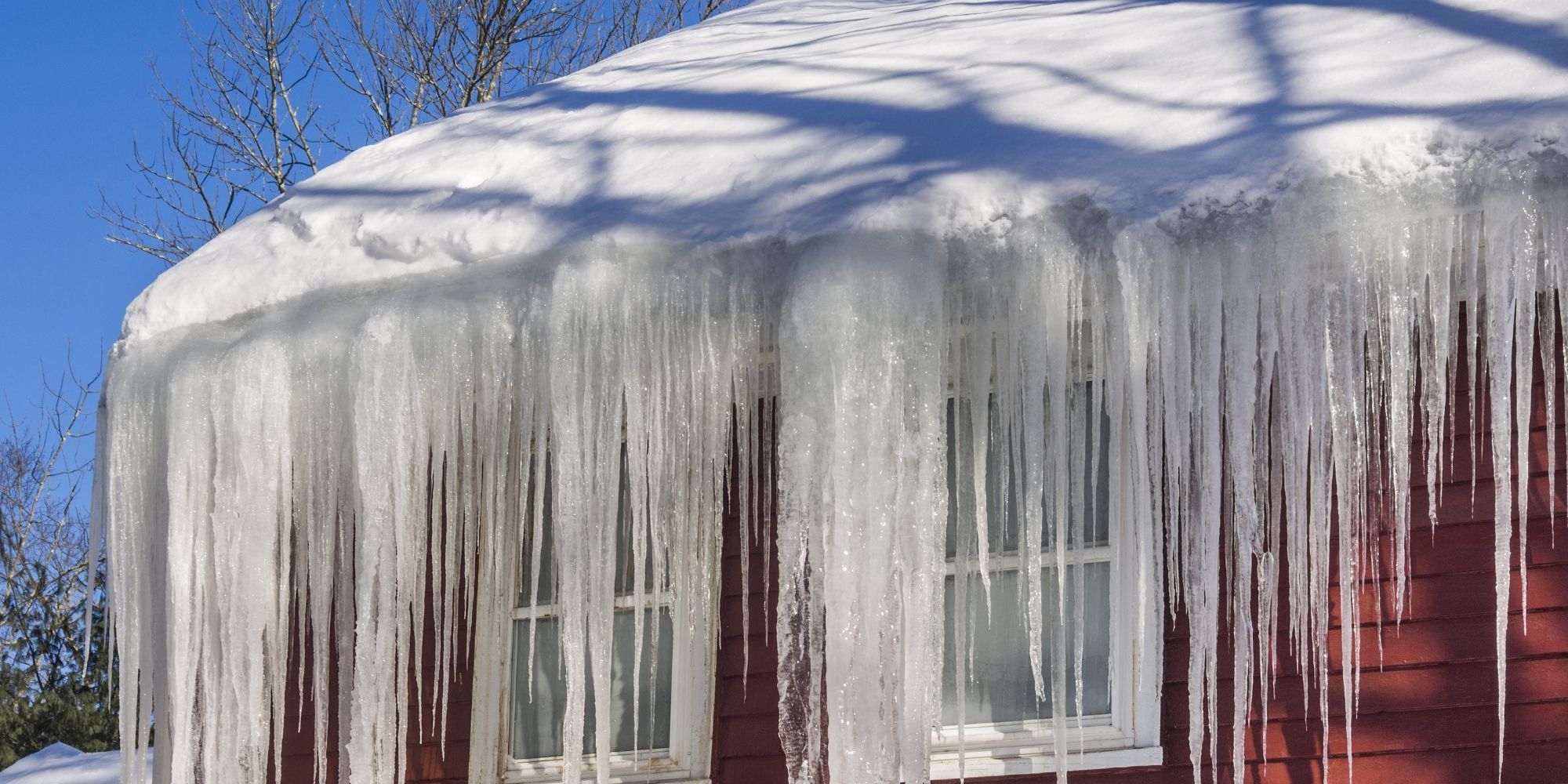 ice hanging off a roof