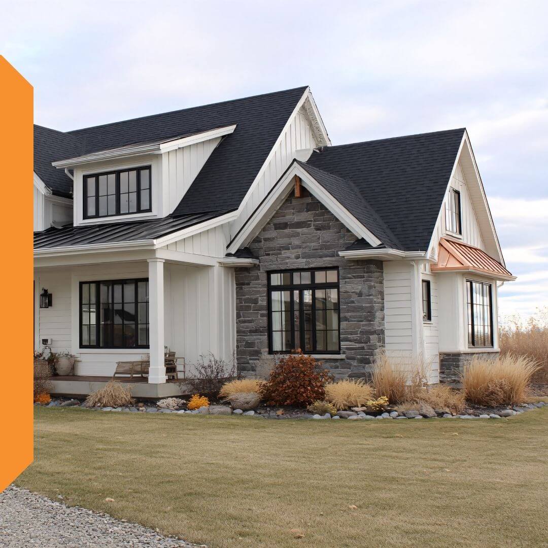 Roof with copper accents